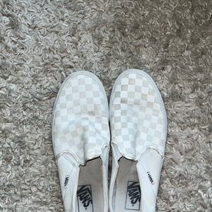 Vans Cream Checkered Slip-On Sneakers